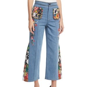 Alice and Olivia Reina patchwork jeans
